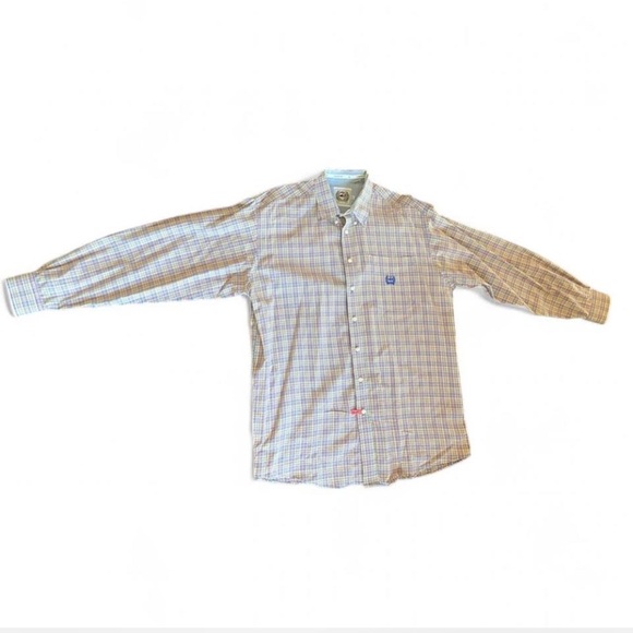 Cinch Vintage Yellow, Blue, & Red Plaid Western Shirt, XL - Picture 4 of 9